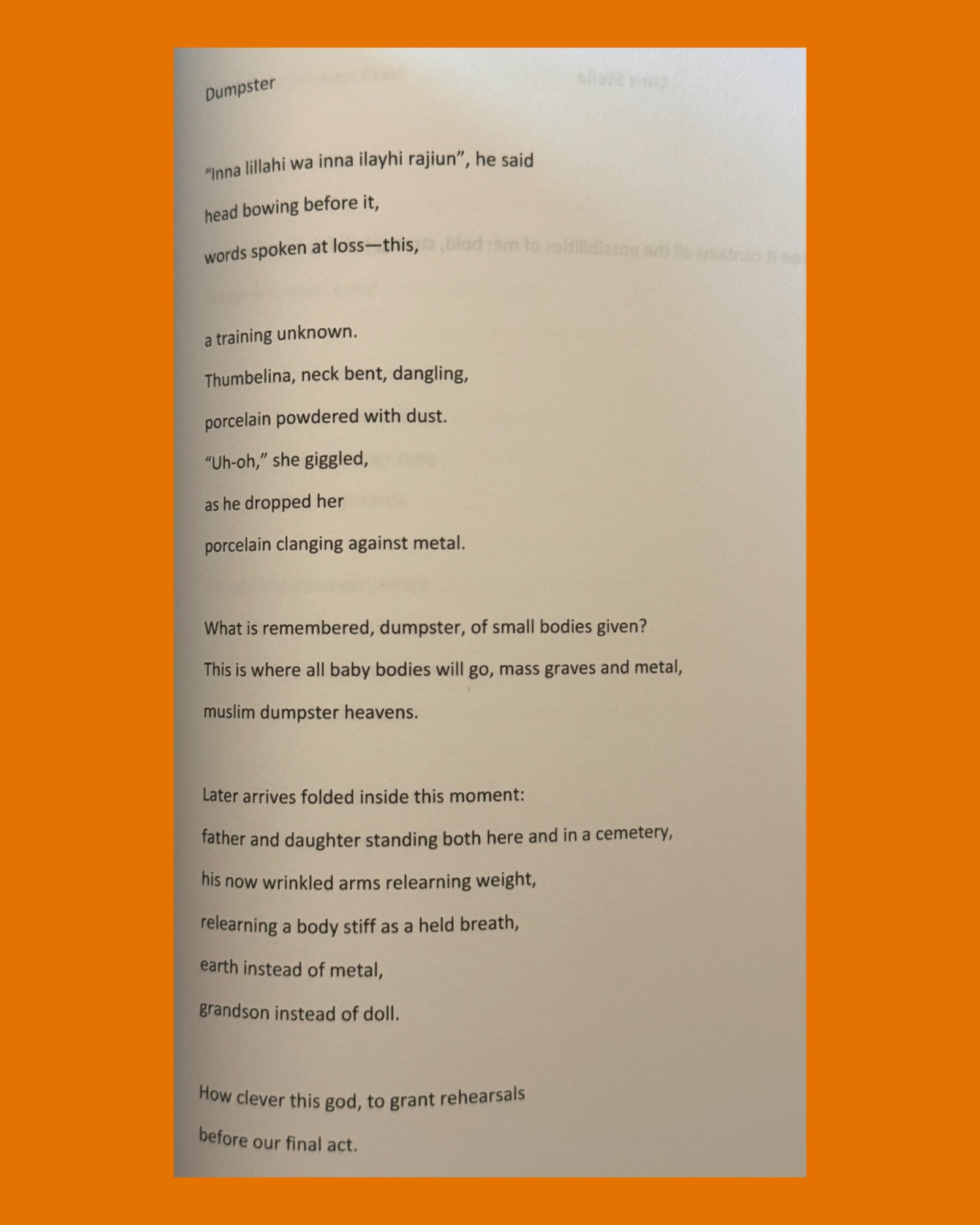 Just published my poem “Dumpster”