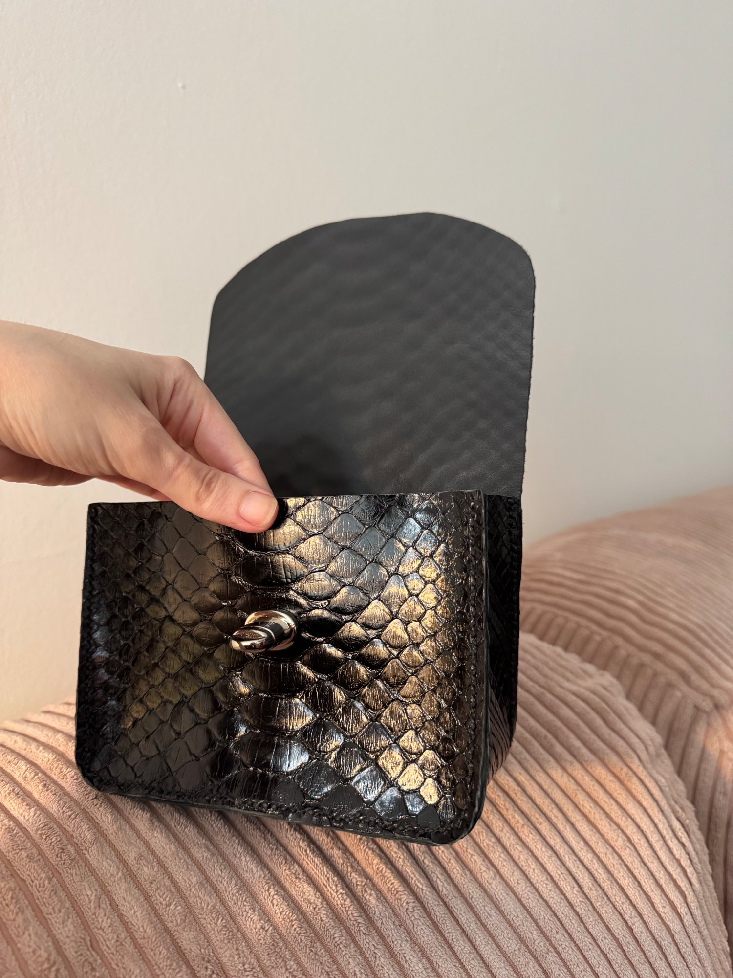 Patent Python Leather Mini Box Bag